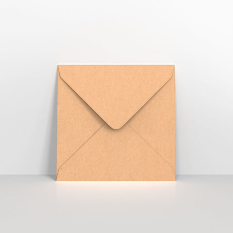 Brown Kraft Fleck Gummed Greeting Card V Flap Envelopes - Gummed / Square - 155 x 155mm (B03155)